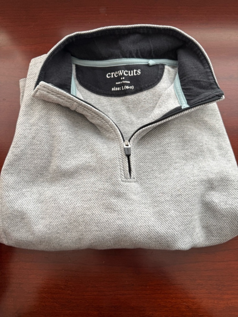 Crewcuts Kid’s Half-Zip Sweater - Light Gray with Black Trim